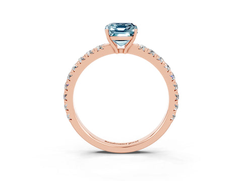 Rose gold Emerald Cut Aquamarine Pavé Solitaire Engagement Ring with Four-Prong Setting_15