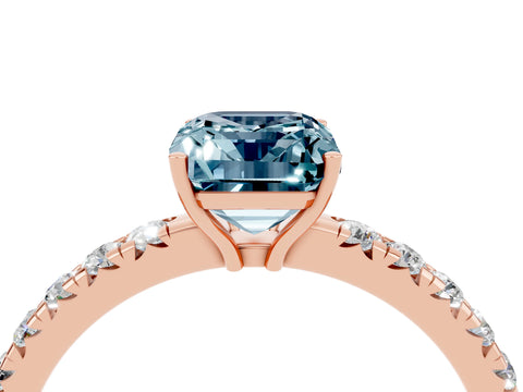 Rose gold Emerald Cut Aquamarine Pavé Solitaire Engagement Ring with Four-Prong Setting_16