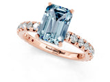 Rose gold Emerald Cut Aquamarine Pavé Solitaire Ring with Round Band and Prong Setting_25
