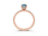 Rose gold Emerald Cut Aquamarine Pavé Solitaire Ring with Round Band and Prong Setting_27