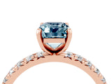 Rose gold Emerald Cut Aquamarine Pavé Solitaire Ring with Round Band and Prong Setting_28