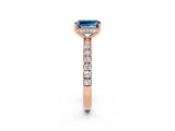 Rose gold Emerald Cut Aquamarine Pave Band Solitaire Ring with Four-Prong Setting_26
