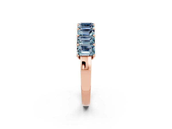 Rose gold Emerald Cut Aquamarine Prong-Set Eternity Band