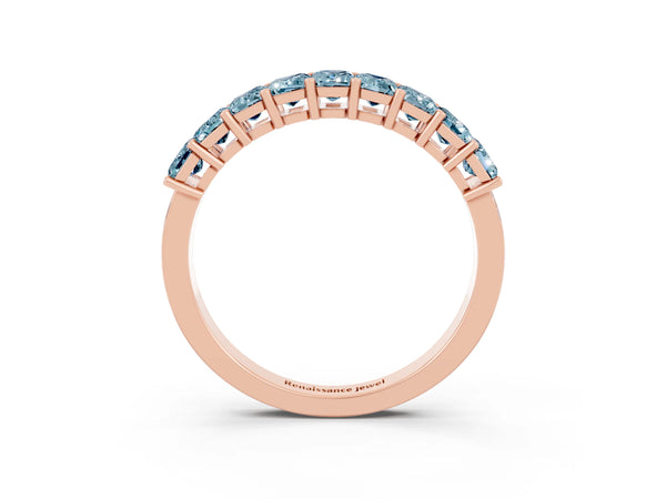 Rose gold Emerald Cut Aquamarine Prong-Set Eternity Band
