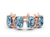 Rose gold Emerald Cut Aquamarine Prong-Set Half Eternity Band_18