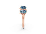Rose gold Emerald Cut Aquamarine Prong-Set Half Eternity Band_20