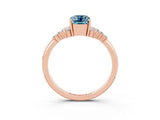 Rose gold Emerald Cut Aquamarine Ring with Side Stones and Four-Prong Setting_39