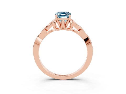 Rose gold Emerald Cut Aquamarine Solitaire Celtic Knot Ring with Four-Prong Setting_15