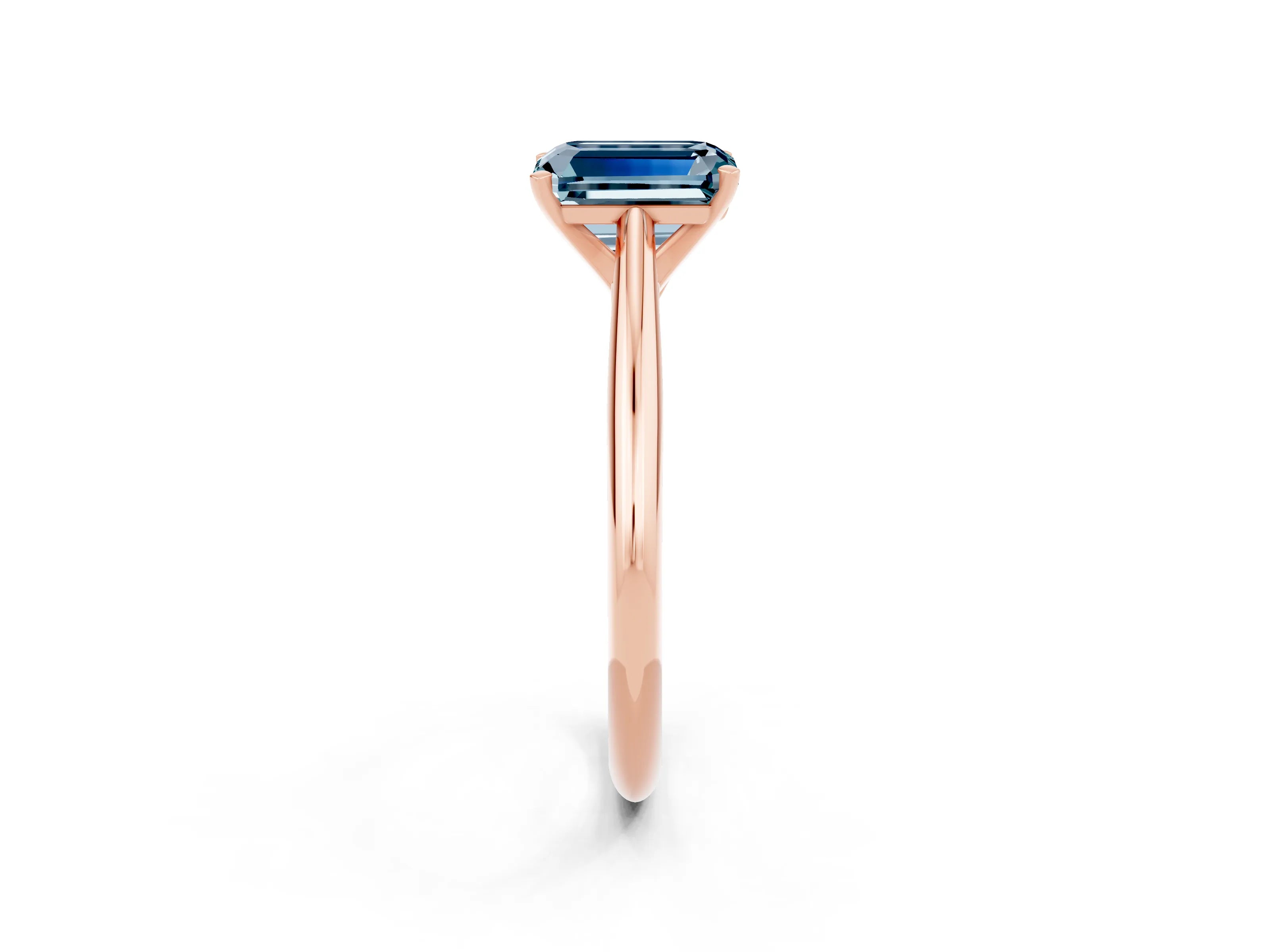 Rose gold Emerald Cut Aquamarine Solitaire Engagement Ring with Cathedral Setting and Four-Prong Mount_14
