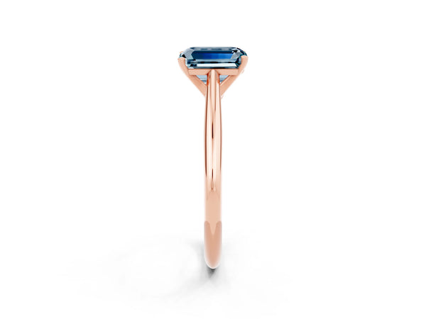 Rose gold Emerald Cut Aquamarine Solitaire Engagement Ring with Cathedral Setting and Four-Prong Mount