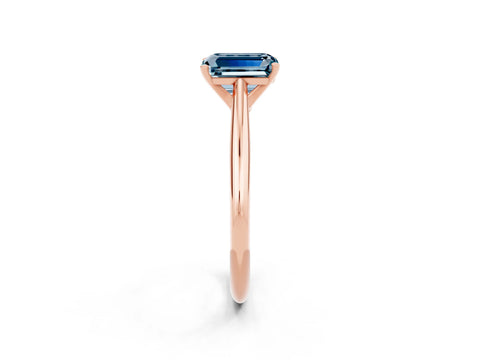 Rose gold Emerald Cut Aquamarine Solitaire Engagement Ring with Cathedral Setting and Four-Prong Mount_14