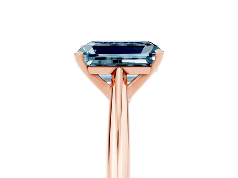 Rose gold Emerald Cut Aquamarine Solitaire Engagement Ring with Cathedral Setting and Four-Prong Mount_17