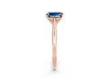Rose gold Emerald Cut Aquamarine Solitaire Engagement Ring with Cathedral Setting and Four-Prong Mount_26