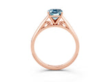 Rose gold Emerald Cut Aquamarine Solitaire Engagement Ring with Cathedral Setting and Four-Prong Mount_27
