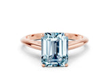 Rose gold Emerald Cut Aquamarine Solitaire Engagement Ring with Cathedral Setting and Four-Prong Mount_30