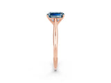 Rose gold Emerald Cut Aquamarine Solitaire Engagement Ring with Cathedral Setting and Four-Prong Mount_32