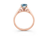 Rose gold Emerald Cut Aquamarine Solitaire Engagement Ring with Cathedral Setting and Four-Prong Mount_33