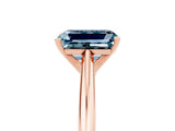 Rose gold Emerald Cut Aquamarine Solitaire Engagement Ring with Cathedral Setting and Four-Prong Mount_35