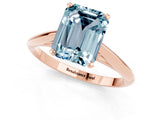 Rose gold Emerald Cut Aquamarine Solitaire Engagement Ring with Cathedral Setting and Four-Prong Mount_73