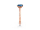 Rose gold Emerald Cut Aquamarine Solitaire Engagement Ring with Cathedral Setting and Four-Prong Mount_74