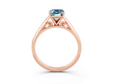 Rose gold Emerald Cut Aquamarine Solitaire Engagement Ring with Cathedral Setting and Four-Prong Mount_75