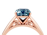 Rose gold Emerald Cut Aquamarine Solitaire Engagement Ring with Cathedral Setting and Four-Prong Mount_76