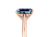 Rose gold Emerald Cut Aquamarine Solitaire Engagement Ring with Cathedral Setting and Four-Prong Mount_77