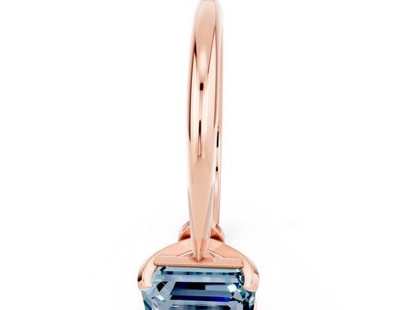 Rose gold Emerald Cut Aquamarine Solitaire Engagement Ring with Classic Band and Four-Prong Setting