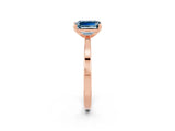 Rose gold Emerald Cut Aquamarine Solitaire Engagement Ring with Classic Band and Four-Prong Setting_26