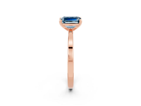 Rose gold Emerald Cut Aquamarine Solitaire Engagement Ring with Classic Band and Four-Prong Setting_26