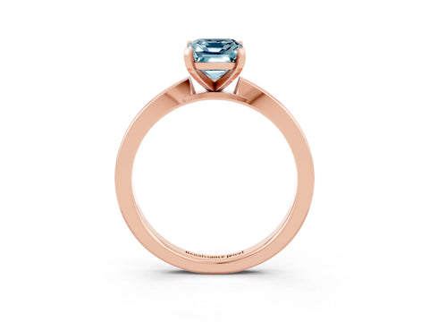 Rose gold Emerald Cut Aquamarine Solitaire Engagement Ring with Classic Band and Four-Prong Setting_27