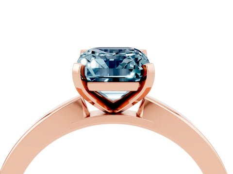 Rose gold Emerald Cut Aquamarine Solitaire Engagement Ring with Classic Band and Four-Prong Setting_28