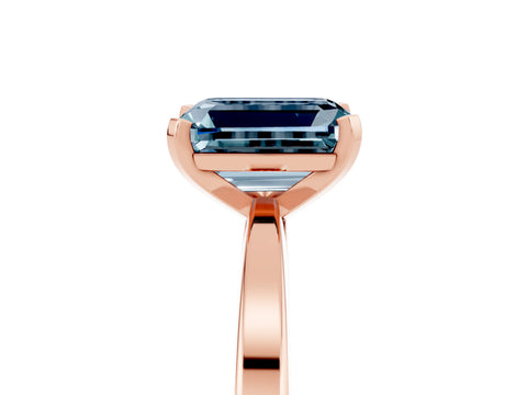 Rose gold Emerald Cut Aquamarine Solitaire Engagement Ring with Classic Band and Four-Prong Setting_29