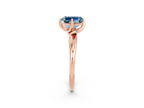 Rose gold Emerald Cut Aquamarine Solitaire Engagement Ring with Four-Prong Setting and Classic Band_14