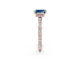 Rose gold Emerald Cut Aquamarine Solitaire Engagement Ring with Pavé Band and Four-Prong Setting_2