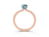 Rose gold Emerald Cut Aquamarine Solitaire Engagement Ring with Pavé Band and Four-Prong Setting_3