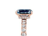 Rose gold Emerald Cut Aquamarine Solitaire Engagement Ring with Pavé Band and Four-Prong Setting_5