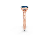 Rose gold Emerald Cut Aquamarine Solitaire Engagement Ring with Round Band and Four-Prong Setting_2