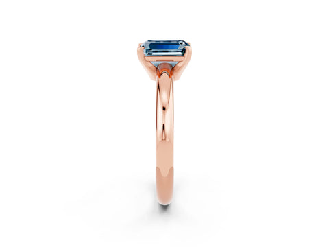 Rose gold Emerald Cut Aquamarine Solitaire Engagement Ring with Round Band and Four-Prong Setting_2