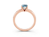 Rose gold Emerald Cut Aquamarine Solitaire Engagement Ring with Round Band and Four-Prong Setting_3