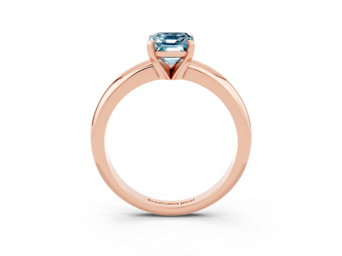 Rose gold Emerald Cut Aquamarine Solitaire Engagement Ring with Round Band and Four-Prong Setting_3