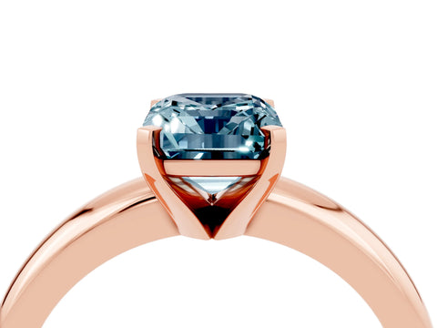 Rose gold Emerald Cut Aquamarine Solitaire Engagement Ring with Round Band and Four-Prong Setting_4