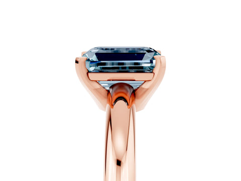 Rose gold Emerald Cut Aquamarine Solitaire Engagement Ring with Round Band and Four-Prong Setting_5