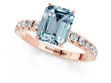 Rose gold Emerald Cut Aquamarine Solitaire Pavé Band with Four-Prong Setting_1