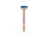 Rose gold Emerald Cut Aquamarine Solitaire Pavé Band with Four-Prong Setting_2