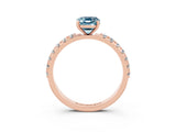 Rose gold Emerald Cut Aquamarine Solitaire Pavé Band with Four-Prong Setting_3