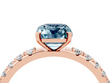 Rose gold Emerald Cut Aquamarine Solitaire Pavé Band with Four-Prong Setting_4