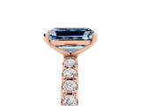 Rose gold Emerald Cut Aquamarine Solitaire Pavé Band with Four-Prong Setting_5