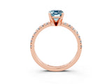 Rose gold Emerald Cut Aquamarine Solitaire Pavé Engagement Ring with Round Band and Prong Setting_15