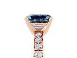 Rose gold Emerald Cut Aquamarine Solitaire Pavé Engagement Ring with Round Band and Prong Setting_17